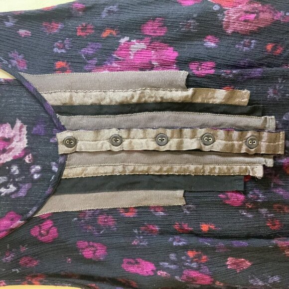 Free People Women's size 8P Sleeveless Dark Blue/Pink floral Racerback Pull on - Picture 10 of 14